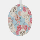 Schedels en Rozen  Patroon Glas Ornament (Voorkant Rechts)
