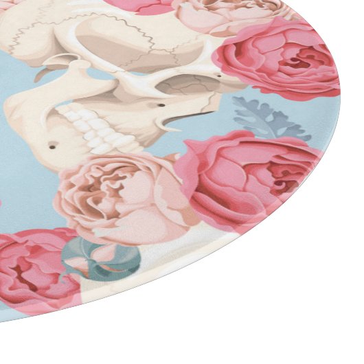 Schedels en Rozen  Patroon Snijplank (Hoek)