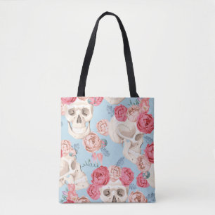 Schedels en Rozen  Patroon Tote Bag