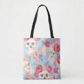 Schedels en Rozen Patroon Tote Bag (Voorkant)