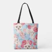Schedels en Rozen  Patroon Tote Bag (Achterkant)