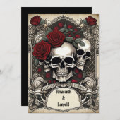 Schedels en Rozen rooster Traditionele Gotische br Kaart (Voorkant / Achterkant)