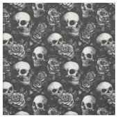 Schedels en Rozen zwart Halloween Stof (Swatch)