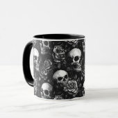 Schedels en Rozen zwart Mok (Voorkant links)