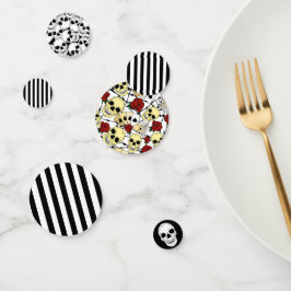 Schedels en Rozen Zwart-wit Gothic Bruiloft Confetti