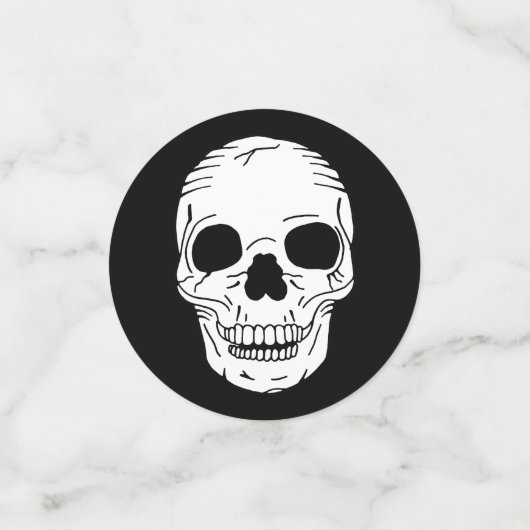 Schedels en Rozen Zwart-wit Gothic Bruiloft Confetti (Kleine voorkant)