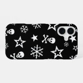 Schedels en Sneeuwvlokken iPhone 16 Hoesje (Achterkant horizontaal)