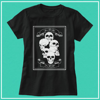 Schedels en Spandoeken met Tekst Dames Zwart T-shirt