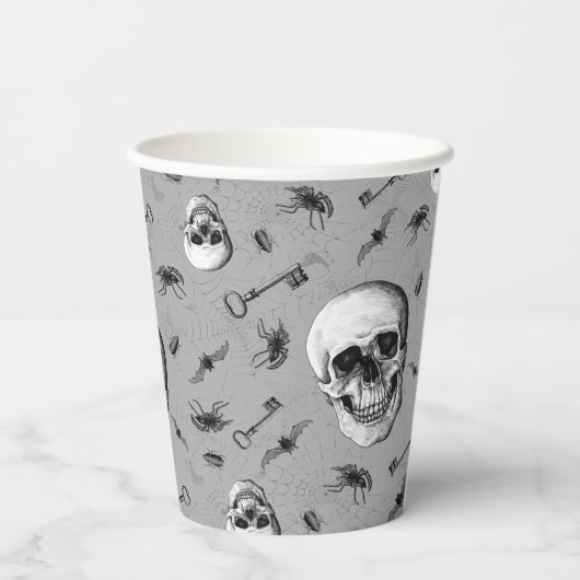 Schedels en spinnen Halloween Papieren Bekers (Achterkant)