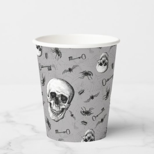 Schedels en spinnen Halloween Papieren Bekers (Voorkant)