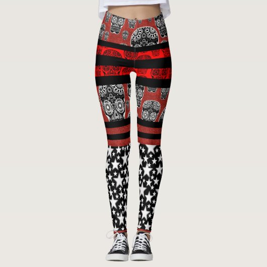 Schedels En Sterren Leggings (Voorkant)