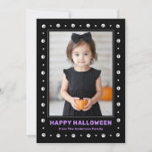 Schedels en sterren rand zwart Halloween foto Feestdagenkaart (Voorkant)