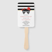 Schedels en strepen rode huwelijksprogramma handwaaier (Voorkant)