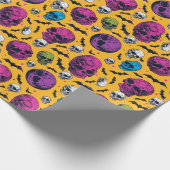 Schedels en vleermuizen Halloween Cadeaupapier (Hoek)