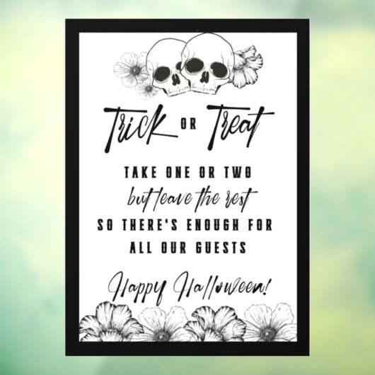 Schedels Flowers Halloween trick or treat Raamsticker (Vel 3)