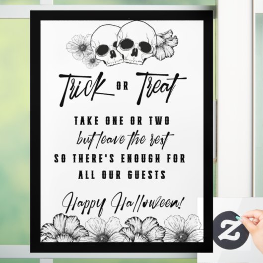 Schedels Flowers Halloween trick or treat Raamsticker (Huis)