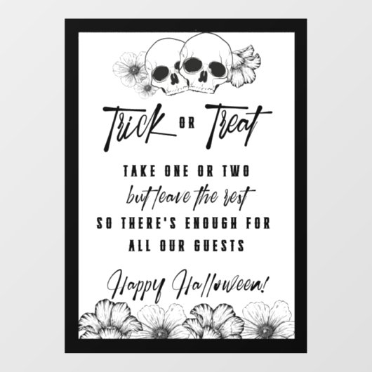 Schedels Flowers Halloween trick or treat Raamsticker (Vel)