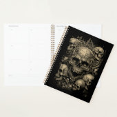 Schedels Groepering Beige op Black Gothic Scary Planner (Display)