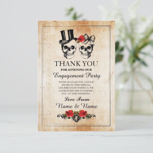 Schedels Halloween Bedankt Bruiloft Landelijk Kaar (Staand voorkant)