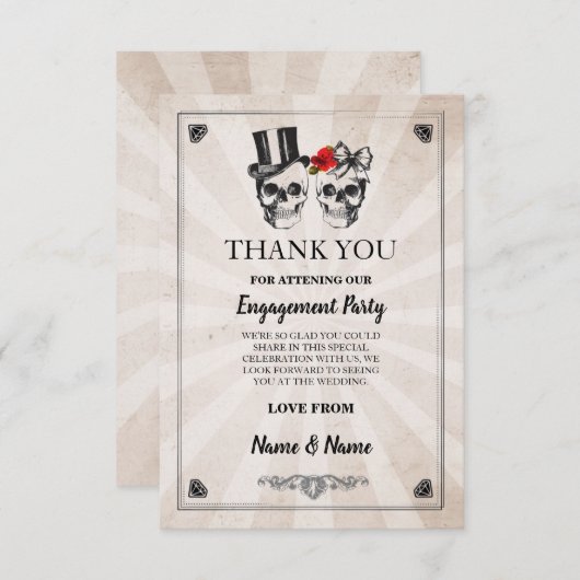 Schedels Halloween Bedankt Bruiloft Rustieke Kaart (Voorkant / Achterkant)