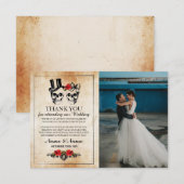 Schedels Halloween Bedankt Gotische Fotokaart Kaart (Voorkant / Achterkant)