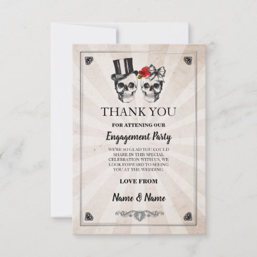 Schedels Halloween Bedankt Trouw Rustieke Kaart (Voorkant)