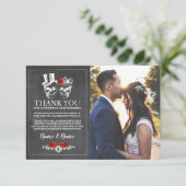 Schedels Halloween Dank je trouw krijtje Foto Bedankkaart (Staand voorkant)