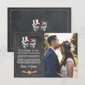 Schedels Halloween Dank je trouw krijtje Foto Bedankkaart (Voorkant / Achterkant)