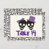 Schedels Halloween paarse zwarte trouwtafel nummer Briefkaart (Voorkant / Achterkant)