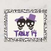 Schedels Halloween paarse zwarte trouwtafel nummer Briefkaart (Voorkant)