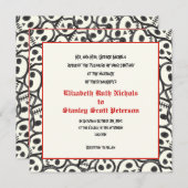 Schedels Halloween rood zwart bruiloft uitnodiging (Voorkant / Achterkant)