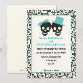 Schedels Halloween turquoise bruiloft uitnodiging (Voorkant / Achterkant)