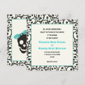 Schedels Halloween turquoise bruiloft uitnodiging (Voorkant / Achterkant)