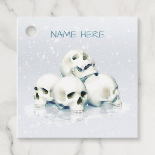 Schedels in de sneeuw. Gepersonaliseerd Bedankjes Labels (Voorkant)
