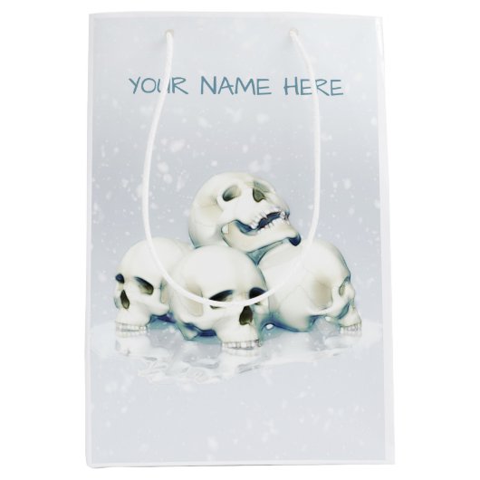 Schedels in de sneeuw. Gepersonaliseerd Medium Cadeauzakje (Voorkant)
