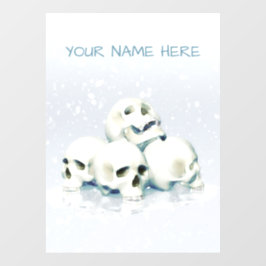 Schedels in de sneeuw. Gepersonaliseerd Raamsticker