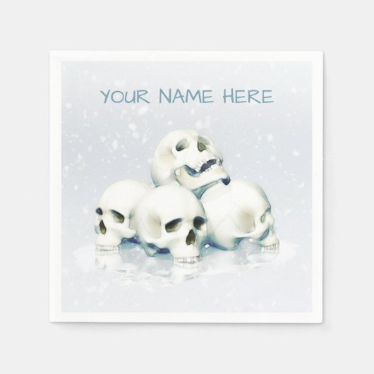 Schedels in de sneeuw. Gepersonaliseerd Servet (Voorkant)