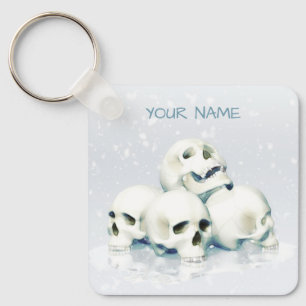 Schedels in de sneeuw. Gepersonaliseerd Sleutelhanger