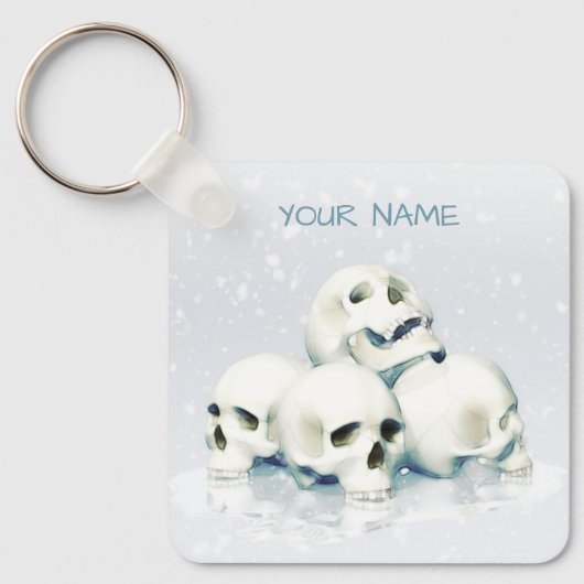 Schedels in de sneeuw. Gepersonaliseerd Sleutelhanger (Voorkant)