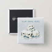Schedels in de sneeuw. Gepersonaliseerd Vierkante Button 5,1 Cm (Voorkant /achterkant)