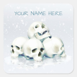 Schedels in de sneeuw. Gepersonaliseerd Vierkante Sticker