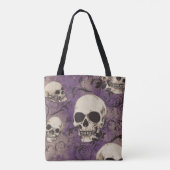 Schedels in een paarse achtergrond / Halloween the Tote Bag (Achterkant)