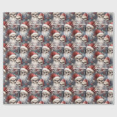 Schedels in Santa Hats Gotische Kerstmis Cadeaupapier (Vlak)
