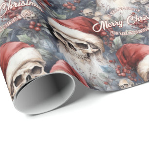 Schedels in Santa Hats Gotische Kerstmis Cadeaupapier