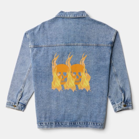 Schedels in Vuur Vrouwen Denim Jacket (Achterkant)
