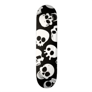 Schedels in zwart achtergrondpatroon persoonlijk skateboard