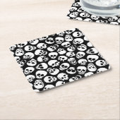 Schedels in Zwart Patroon Als achtergrond Kartonnen Onderzetters (Schuin)