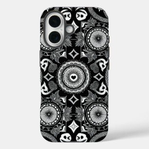 Schedels & Mandala's Sierlijke (Zwart & Wit) iPhone 16 Hoesje