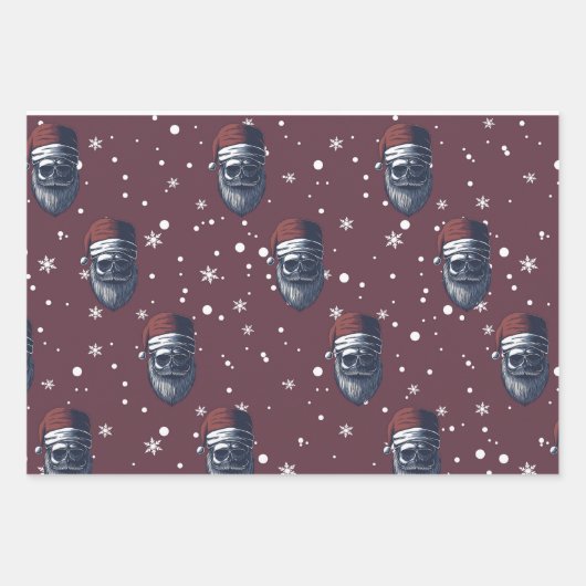 Schedels met Beards Kerst Wrapping Papier Inpakpapier Vel (Voorkant 3)