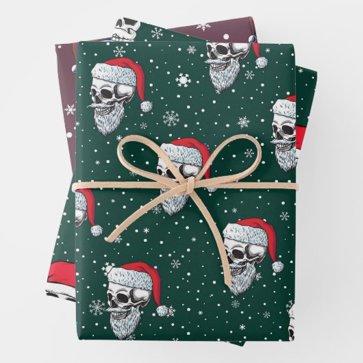 Schedels met Beards Kerst Wrapping Papier Inpakpapier Vel (In situ)